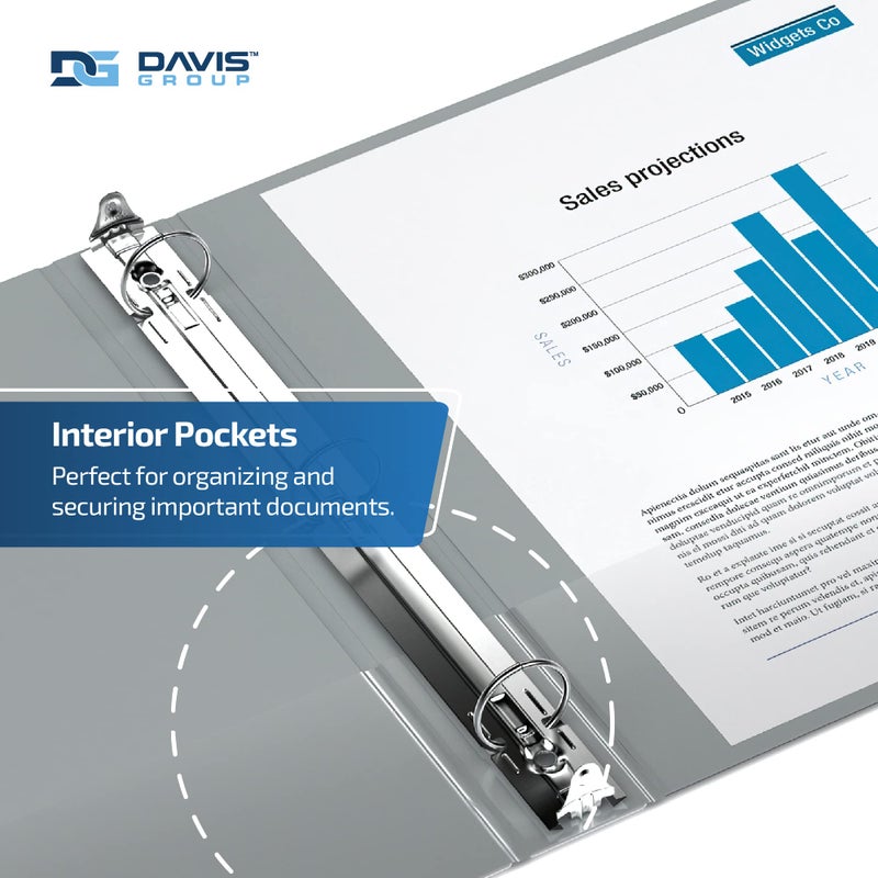 Davis Group Easyview Premium 3-Ring Binders with Clear-View Covers and Round Rings, Binders for School or Office, 1.5 Inch, Pack of 6, Gray - Image 5